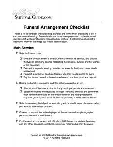 Funeral Arrangement Checklist